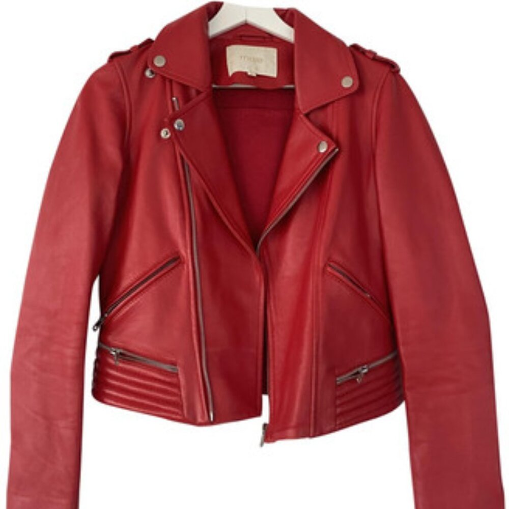 Red MAJE Authentic Leather Jacket